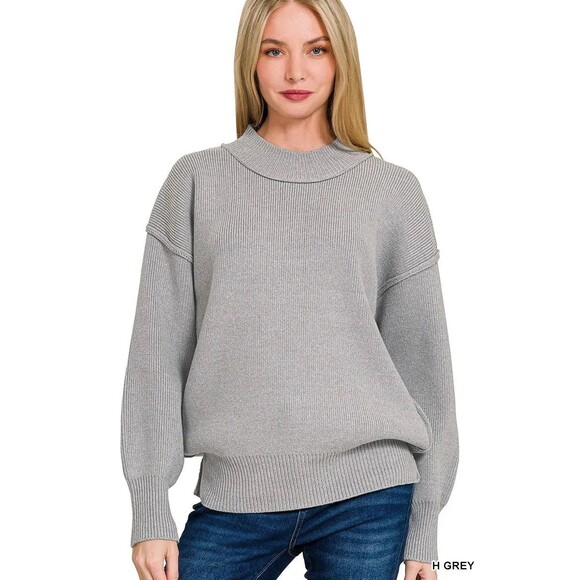 Zenana Wide Neckband Drop Shoulder Sweater - Picture 1 of 3
